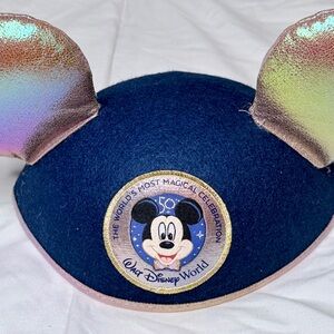 Walt Disney World 50th Anniversary Mickey Mouse Ear Hat Navy Blue Adult NWT‎